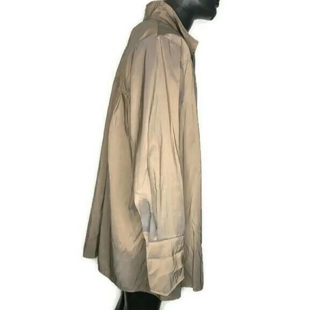 Lagenlook Iridescent Button Up Nylon Coat Shirt Shacket Bronze - Picture 4 of 6